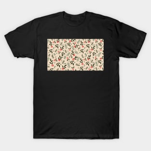 red winter berries floral pattern T-Shirt